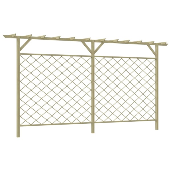 Garden fence with trellis and pergola top, wood