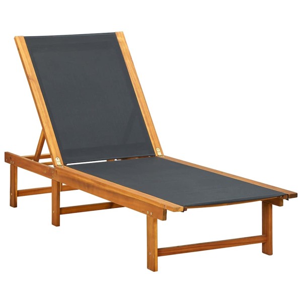 Sunbed, solid acacia wood and textilene
