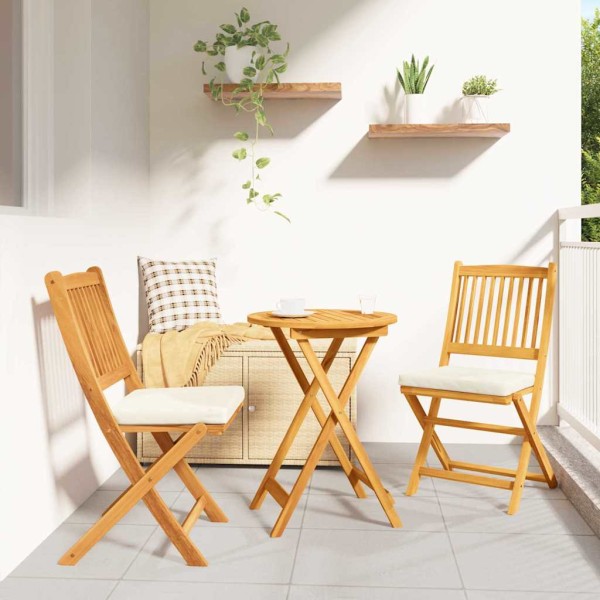 Folding chair 2 pcs Brown Acacia solid wood