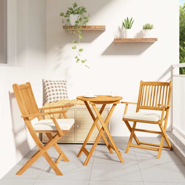 Folding chair 2 pcs Brown Acacia solid wood
