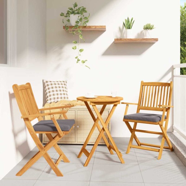 Folding chair 2 pcs Brown Acacia solid wood