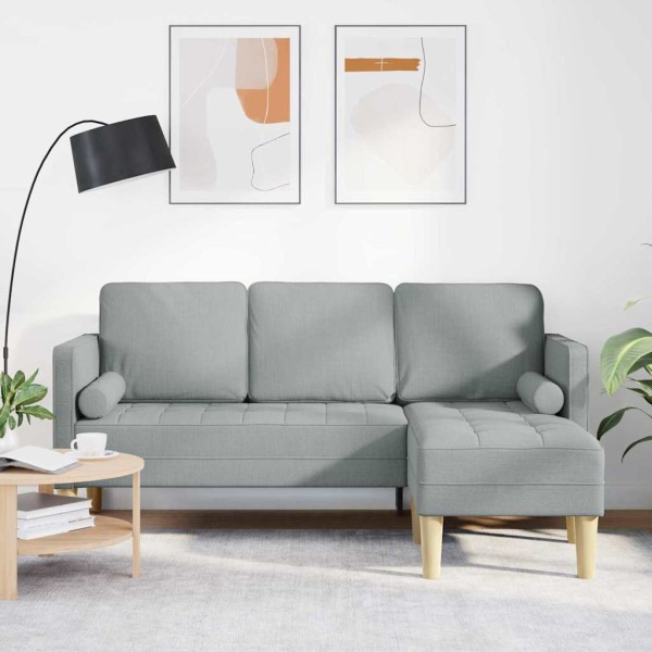 Sofa set with pillow Light gray Polyester