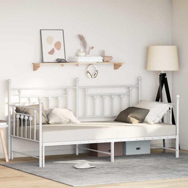 Day bed frame White 100 x 190 cm Steel