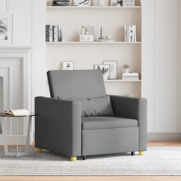 Pull-out sofa-bed single with wheel Dark gray fabric