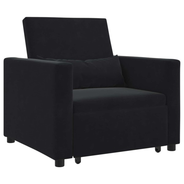Pull-out single sofa-bed with wheels Black Velvet