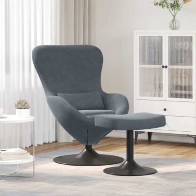 Egg chair with pouf Dark...