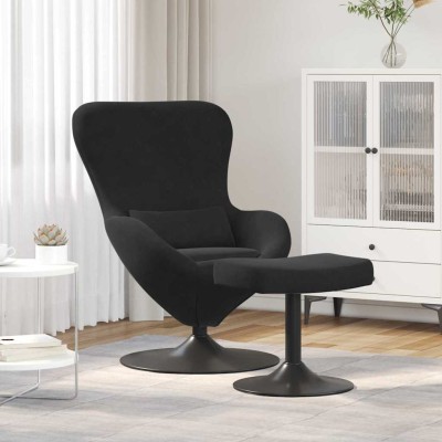 Egg chair with pouf Black...