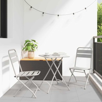 Bistro set 3 pcs Sand Steel