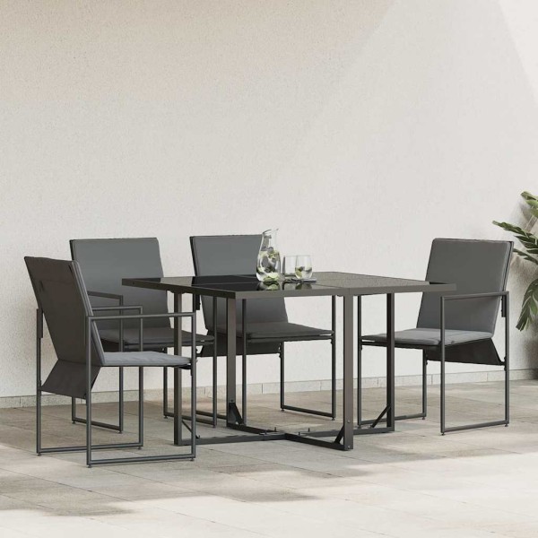 Chair with pillow 4 pcs Black and Anthracite Textile