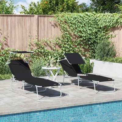 Sun lounger 2 pcs Black 58...