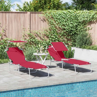 Sun lounger 2 pcs Red 58 x...