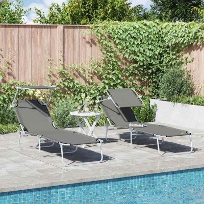 Sun lounger 2 pcs Gray 58 x...