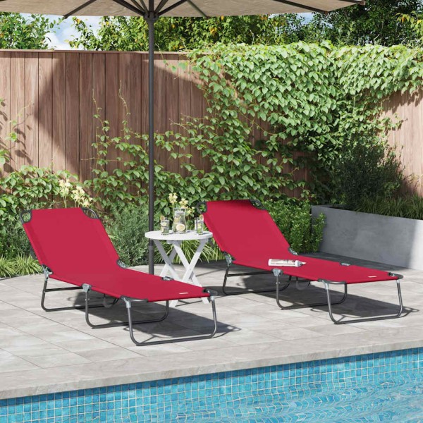 Folding bed 2 pcs Red 188 x 57 x 86.5 cm