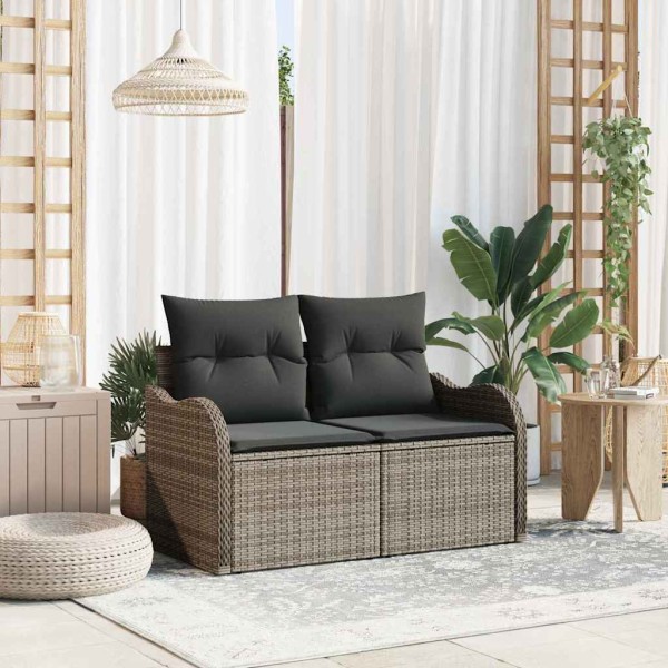 Garden sofa with pillow Gray 121 x 62 x 69cm polyrattan