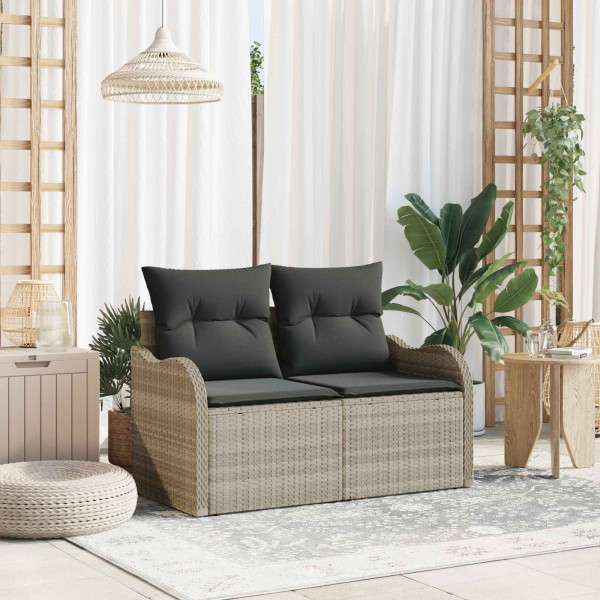 Garden sofa with pillow Light gray 121 x 62 x 69cm polyrattan