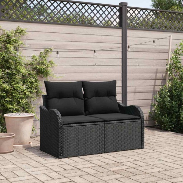 Garden sofa with pillow Black 121 x 62 x 69cm polyrattan