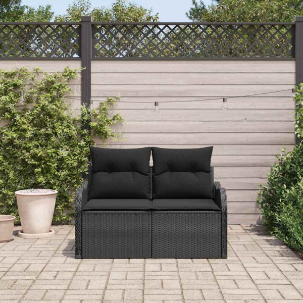 Garden sofa with pillow Black 121 x 62 x 69cm polyrattan