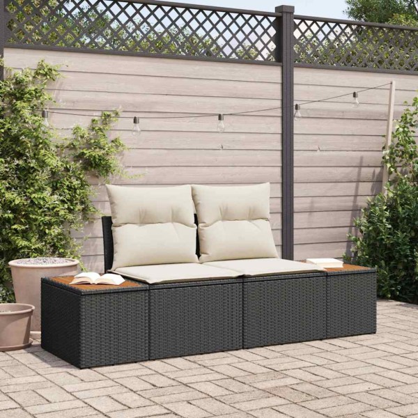 Garden sofa Black 184 x 62 x 85cm polyrattan