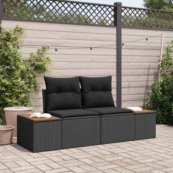 Garden sofa Black 184 x 62 x 85cm polyrattan