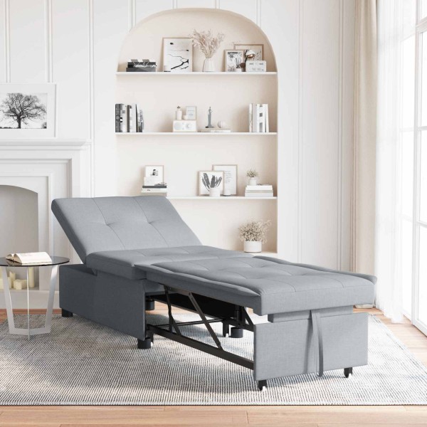 Pull-out sofa-bed Light gray fabric 194 x 50 x 82 cm