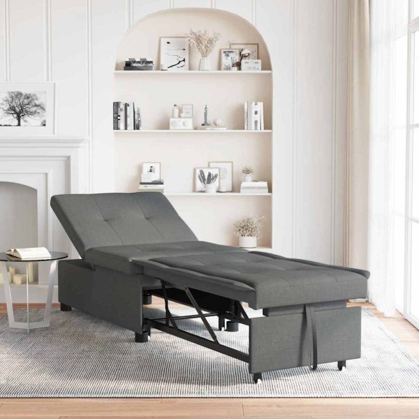 Pull-out sofa-bed Dark gray fabric 194 x 50 x 82 cm