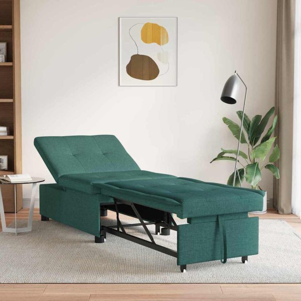 Pull-out sofa-bed Dark green 194 x 50 x 82 cm fabric