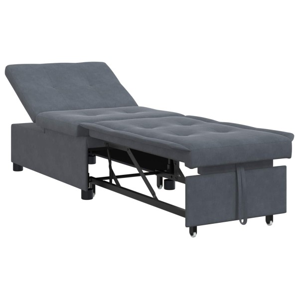 Sofa bed Dark gray 194 x 67 x 82 cm Velvet