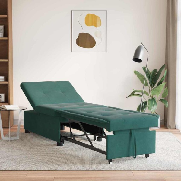 Sofa bed Dark green 194 x 67 x 82 cm Velvet
