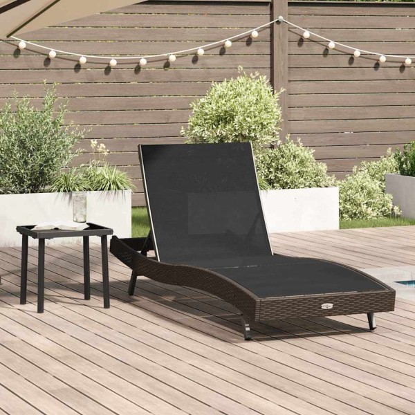 Sun lounger 2 pcs Black and Brown polyrattan