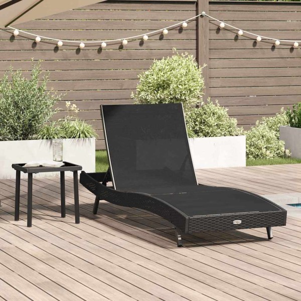Sun lounger 2 pcs Black polyrattan