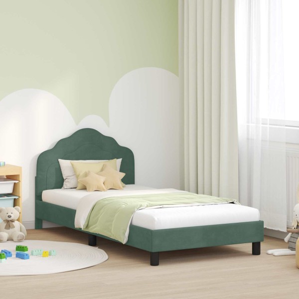 Children's bed structure with headboard Navy green