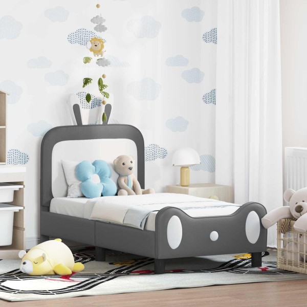 Children's Bed Frame with Headboard Light Gray 70 x 140 cm PU