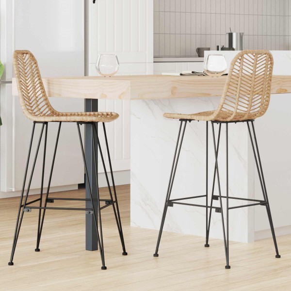 Bar Chair 2 pcs 44 x 52 x 111 cm Rattan and Iron