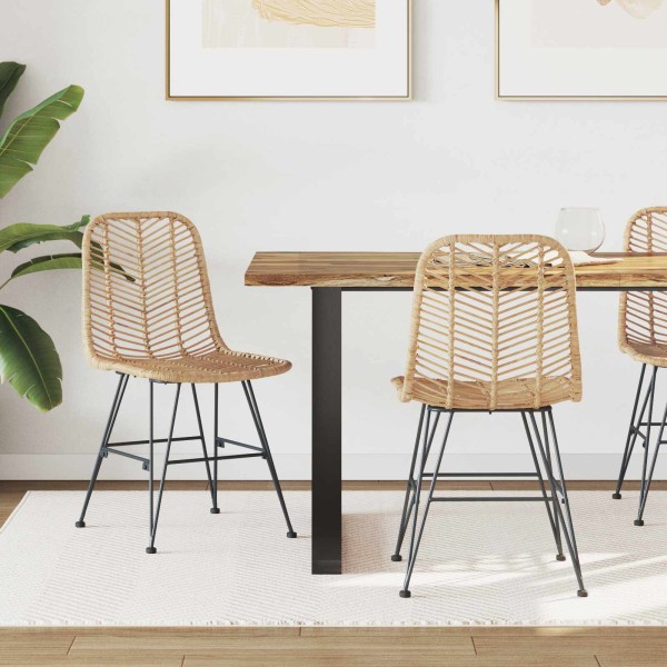 Dining chair 2 pcs Rattan and Iron Natural