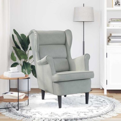 armchair Light gray Velvet