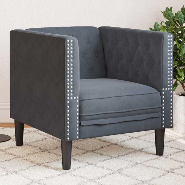 Sofa Dark gray 74.5 x 71 x 70.5 cm Velvet