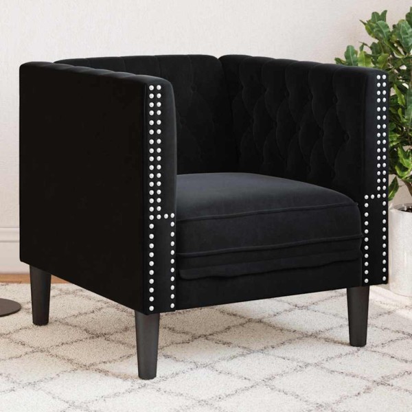 Sofa Black 74.5 x 71 x 70.5 cm Velvet