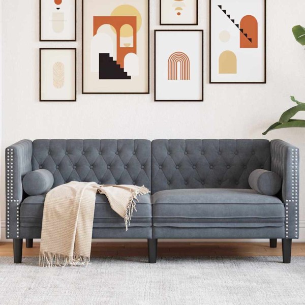 Sofa Dark gray 174 x 74.5 x 70.5 cm Velvet