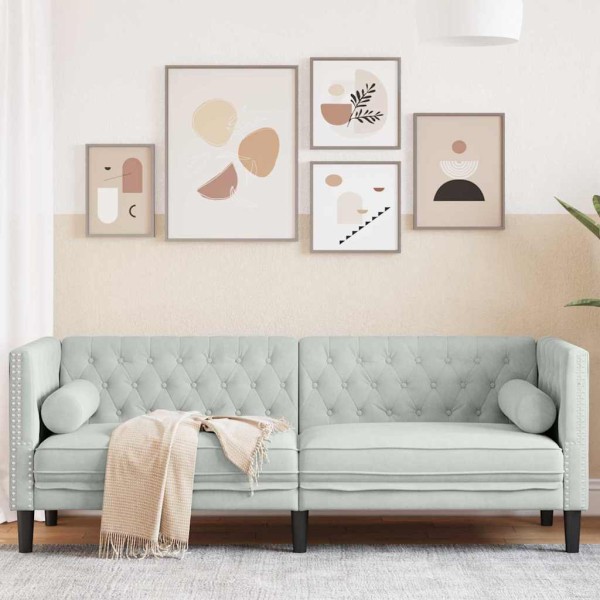 Sofa Light gray 194 x 74.5 x 70.5 cm Velvet