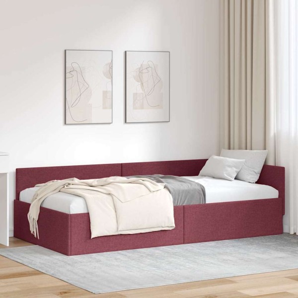 Corner bed structure Wine red 90 cm x 200 cm fabric