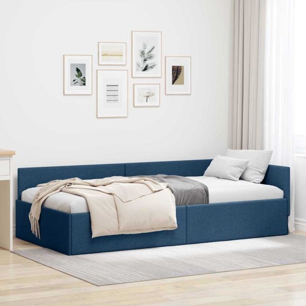 Corner bed structure Blue 100 cm x 200 cm fabric