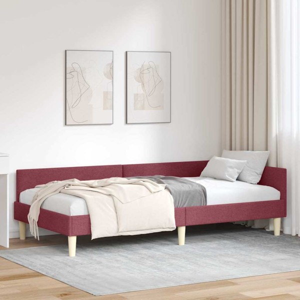 Corner bed structure Wine red 80 x 200 cm fabric
