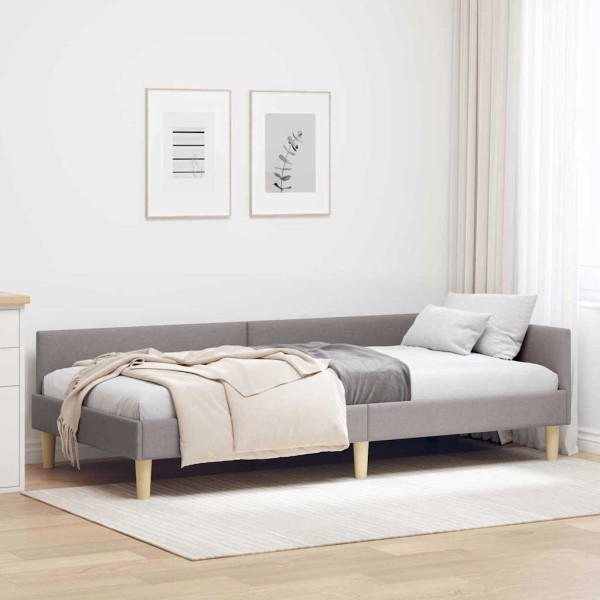 Corner bed structure Taupe 80 x 200 cm fabric