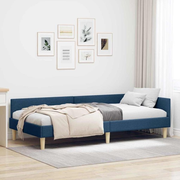 Corner bed structure Blue fabric 80 x 200 cm