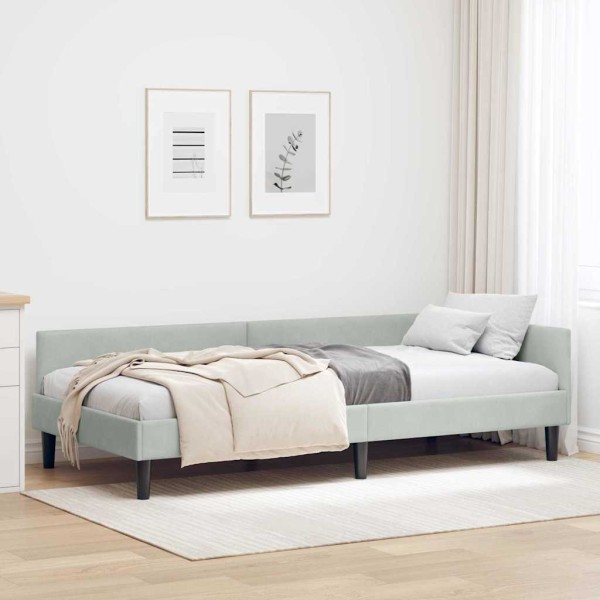 Corner bed structure Light gray 90 cm x 190 cm