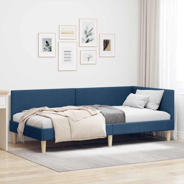 Corner bed structure with headboard Blue 100 cm x 200 cm