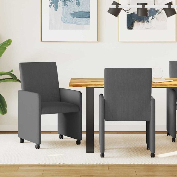 Dining Chairs with Wheels 2 pcs Dark gray 57 x 66 x 94 cm