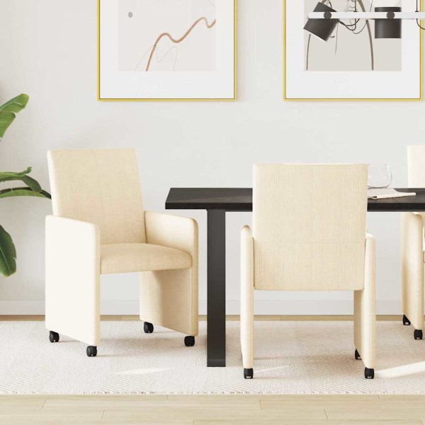 Dining Chairs with Wheels 2 pcs Cream 57 x 66 x 94 cm