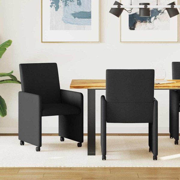 Dining Chairs with Wheels 2 pcs Black 57 x 66 x 94 cm fabric