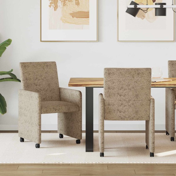 Dining Chairs with Wheels with wheels 2 pcs Light gray